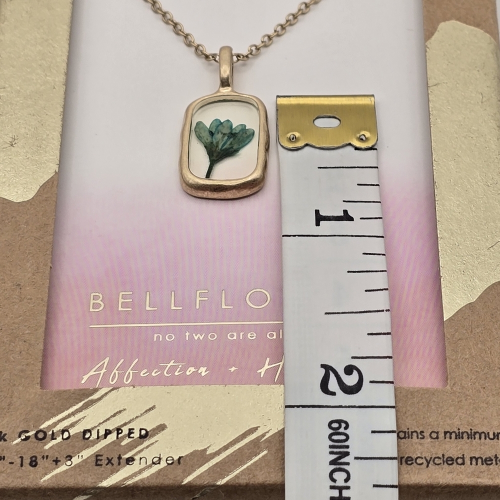Bellissima 14K Gold Dipped Bellflower Multi Strand Pressed Flower Necklace - Picture 6 of 6